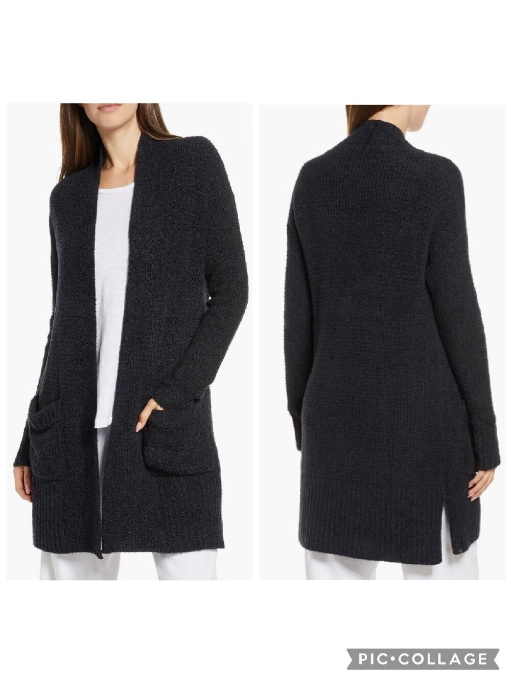 Barefoot Dreams CozyChic Lite Long Weekend Open Cardigan Black